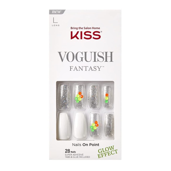 Kiss Voguish Fantasy Long Length Glow Effect Acrylic Fake Nails in Afterglo - Picture 2 of 8